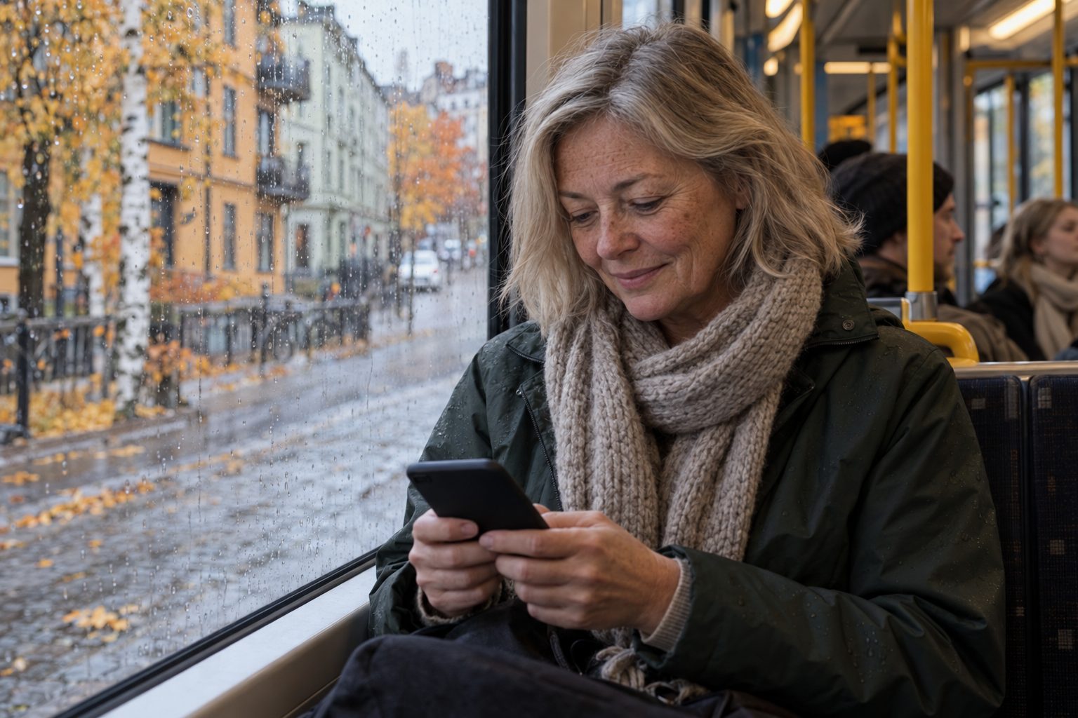 Testbrukeren vår på vei til jobb